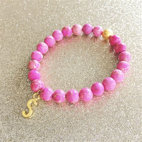 Pink Marble Initial Bracelet