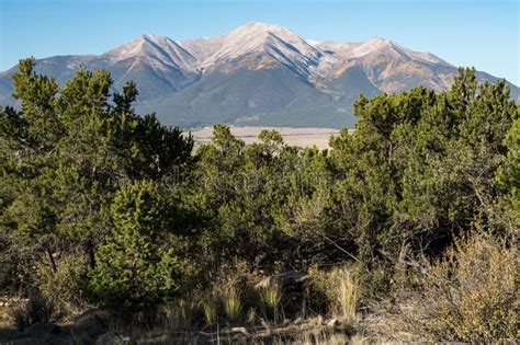 Autumn View Of High Mountain Peaks Near Buena Vista Colorado Stock