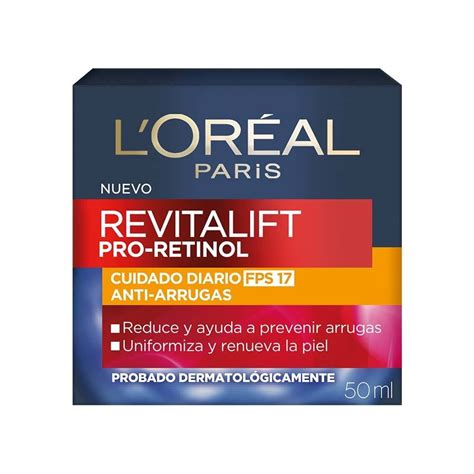 Crema facial L Oréal Revitalift de día pro retinol y FPS 17 antiarrugas