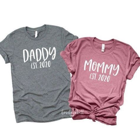 Custom Year New Mommy Daddy Est Pregnancy Announcement Shirts Couples