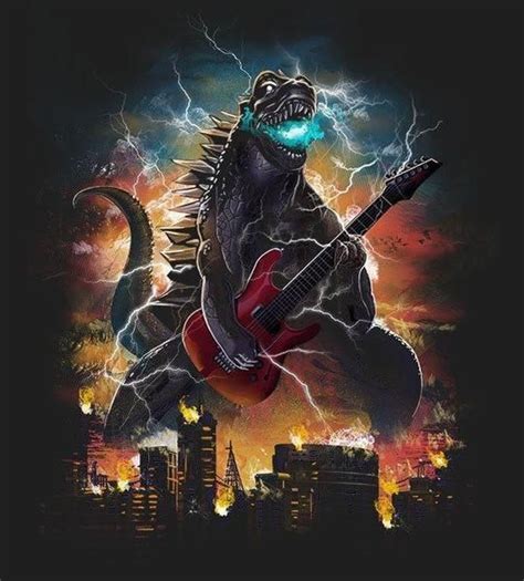 Guitarzilla Kaiju Godzilla Cool Artwork