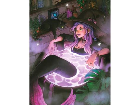 Cauldron of Mer Mermaid Witch Purple Aesthetic Art Print - Etsy