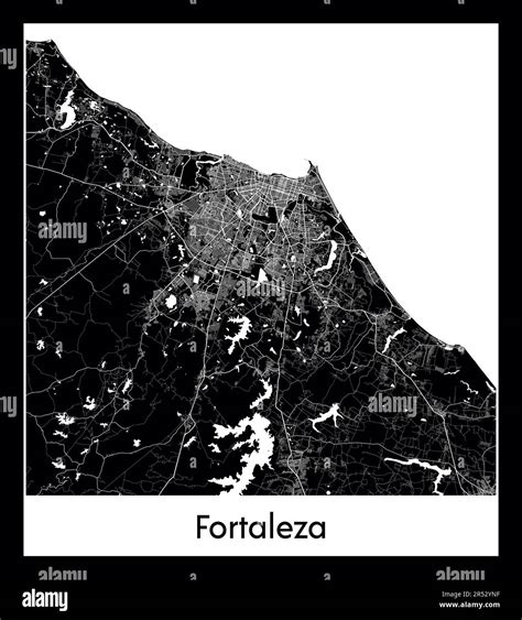 Minimal City Map Of Fortaleza Brazil South America Stock Vector Image