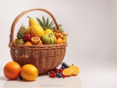 Premium Ai Image Fruit Wicker Basket Full Of Fruits