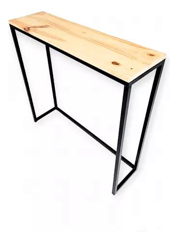 Mesa De Arrime Recibidor Hierro Y Madera Estilo Industrial