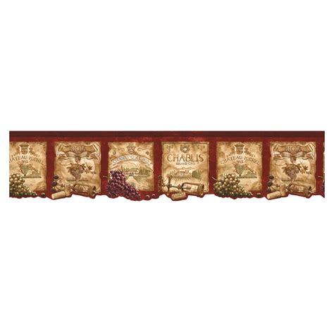 Shop Norwall Kitchen Style Wine Label Wallpaper Border at Lowes.com