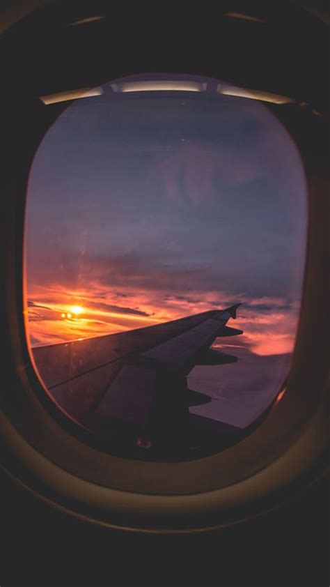 Sunset Airplane Window View Wallpaper Parketis