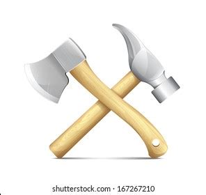 Colorful Cartoon Tow Crossed Hammers Handymans Stock Illustration