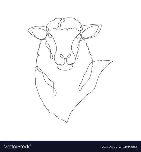 Sheep Head In Continuous Line Drawing Style Vector Image