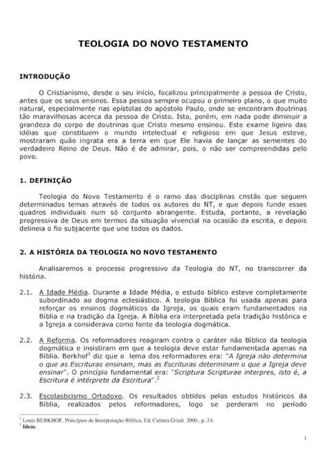 Pdf Teologia Novo Testamento Teologia Do Novo Testamento Introdu O