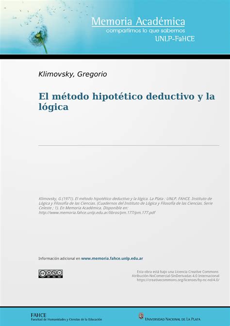 Metodo hipotetico deductivo libro Klimovsky Gregorio El método