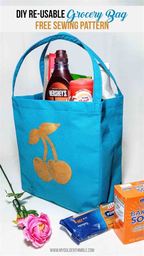 Grocery Bag Diy Tutorial Free Pattern My Golden Thimble Bag Sewing