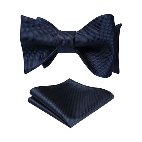 Solid Bow Tie And Pocket Square D2 Navy Blue Hisdern