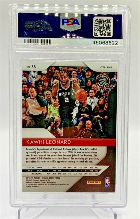 Panini Prizm Kawhi Leonard Silver Prizm Spurs Psa Mint Ebay