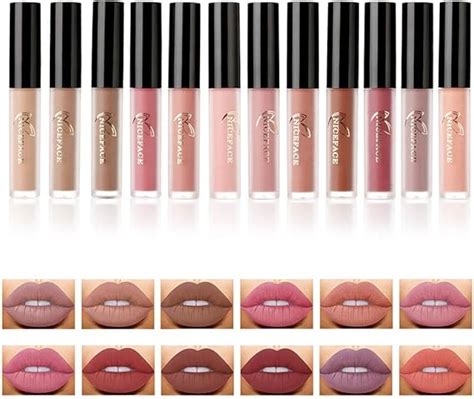 Gloss à Lèvres Lip Gloss Matte Lipstick 12 Couleurs Mat Nude Longue Durée étanche Liquide