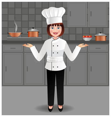 Chef Woman Gesturing Okay Sign Stock Vector Illustration Of Cartoon