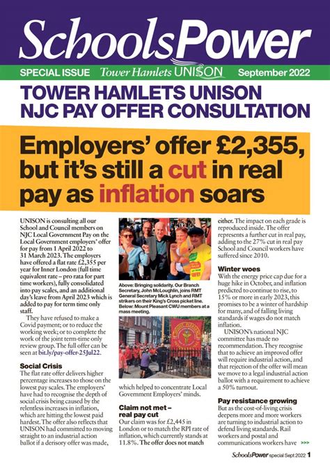 NJC Pay Offer Schools Consultation Starts 1 September Tower Hamlets