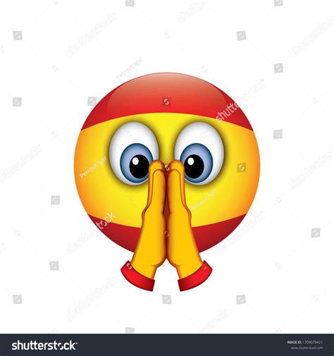 Spain Emoji Praying Folded Hands Emoticon Stock Vector Royalty Free