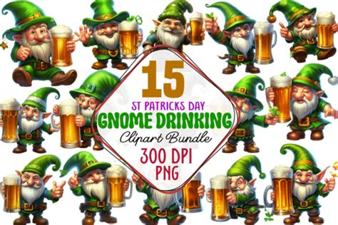 St Patricks Day Gnome Drinking Clipart Graphic By Craftart · Creative