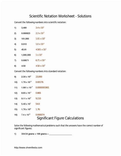 Chemistry Worksheets Significant Figures