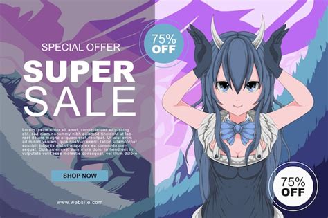 Plantilla De Dise O De Banner De Super Venta De Anime Vector Premium