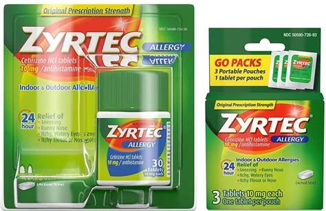 Zyrtec 24 Hour Allergy Relief Tablets Antihistamine Allery Medicine