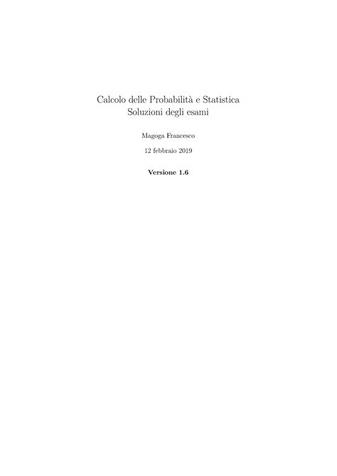 Tipologie Esercizi Esame Calcolo Delle Probabilit A E Statistica