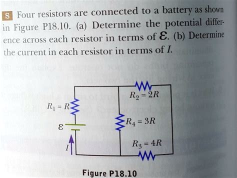 Solved Four Resistors Are Connected To A Battery As Shown In Figure