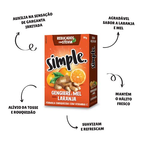 Rebuçados Gengibre Mel e Laranja Simple