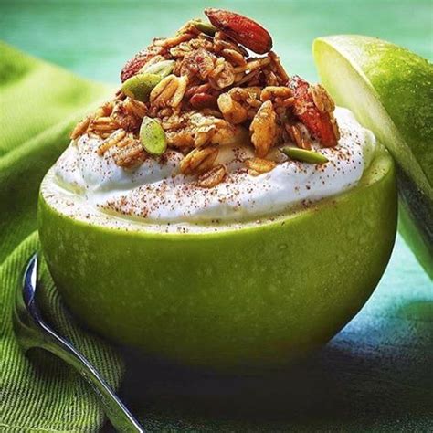 Green Apple With Yogurt And Granola Yogurt And Granola Food Granola