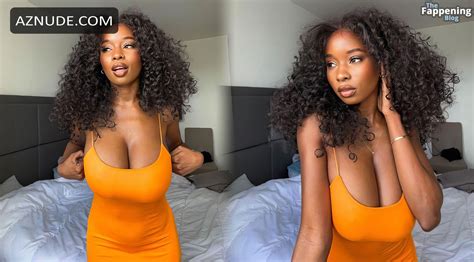 Princia G Sexy Shows Off Her Hot Cleavage In A Sizzling Orange Dress Aznude