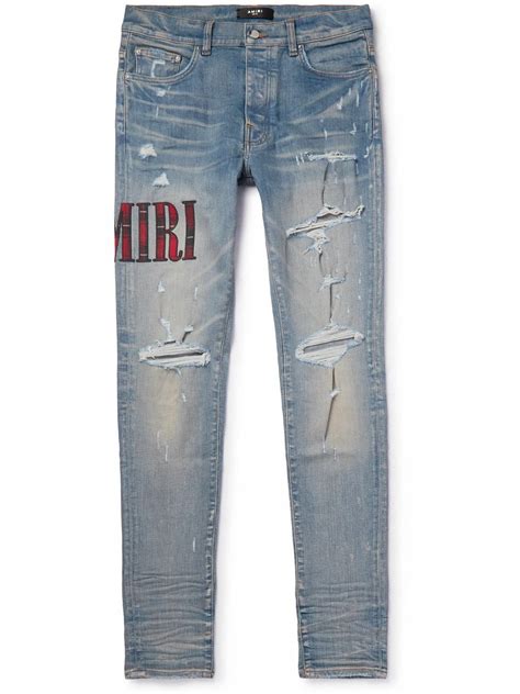 Amiri Mx1 Skinny Fit Paint Splattered Panelled Distressed Jeans