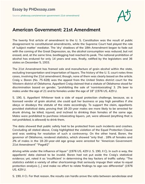 American Government: 21St Amendment Definition Essay Example - PHDessay.com