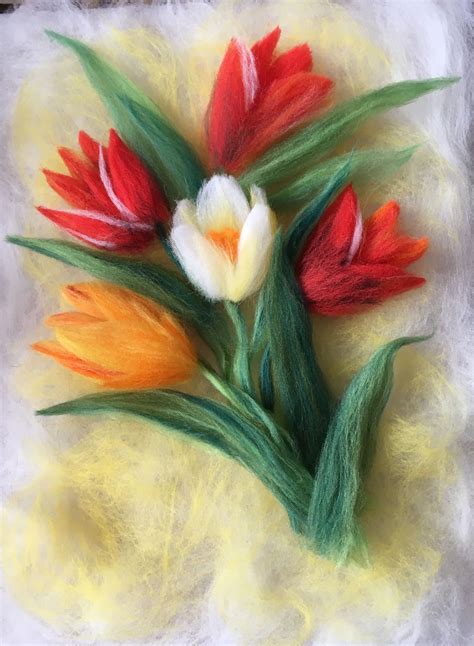 Тюльпани Степанова Тетяна Картинки вовною | Felt flowers, Needle ...