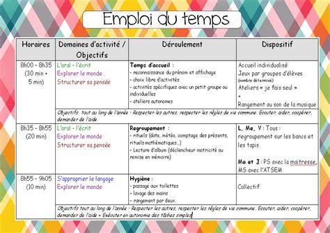 Cahier Journal Et Emploi Du Temps School Plan French Learning