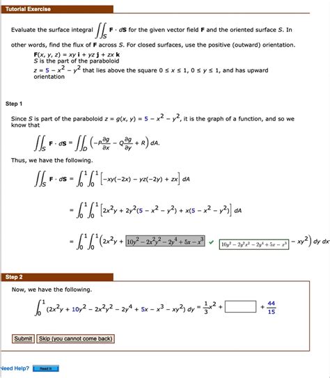 Solved Texts Tutorial Exercise Evaluate The Surface Integral Ds For