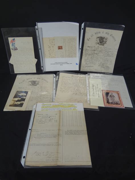 Lot Detail - (7) Civil War Documents: Muster Roll, Bugler Certificate