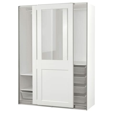 Pax Grimo Wardrobe With Sliding Doors White Clear Glass White Ikea