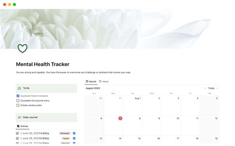 Mental Health Tracker Notion Template