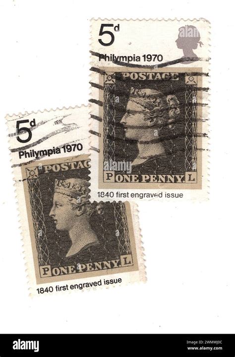 Vintage Queen Victoria Postage Stamps From The United Kingdom Isolated