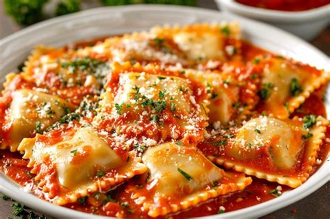 Premium Photo A Close Up Of A Plate Of Ravioli With Cheese And