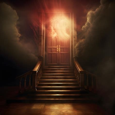 Premium Ai Image Devil Door With Some Clouds And Lighting And Smoke