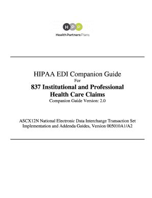 Fillable Online HIPAA EDI Companion Guide For 837 Institutional And