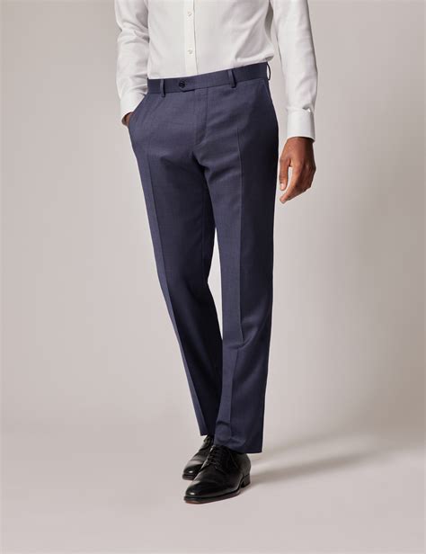 Dark Blue Sharkskin Slim Suit Trousers Hawes And Curtis