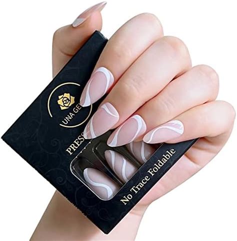 Amazon Una Gella Short Press On Nails Silken Line Nude Almond Nails Acrylic Long Lasting