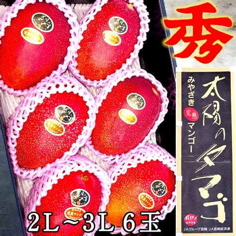 【未使用】絶品 赤秀品【太陽のたまご】 宮崎完熟マンゴー2l~3l大玉6個 父の日 敬老の日 一箱 化粧箱つき お中元 御供え 贈答品 お祝い