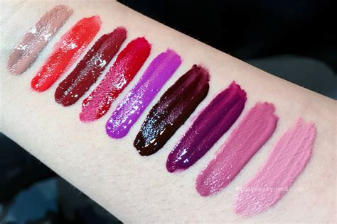 MAYBELLINE VIVID HOT LACQUER LIP GLOSS SNEAK PEEK SWATCHES Beautygeeks