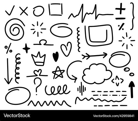 Hand Drawn Design Elements Doodle Style Set Vector Image