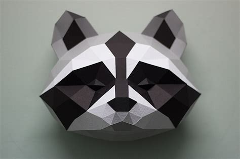 Papercraft D Raccoon Low Poly Paper Sculpture Diy Gift Decor Etsy