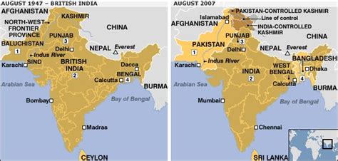 Map Of Indian Subcontinent 19472007 India Indian History